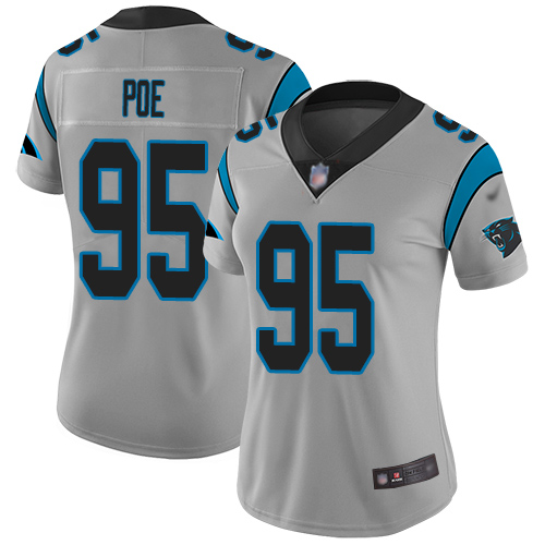 Carolina Panthers Limited Silver Women Dontari Poe Jersey NFL Football #95 Inverted Legend